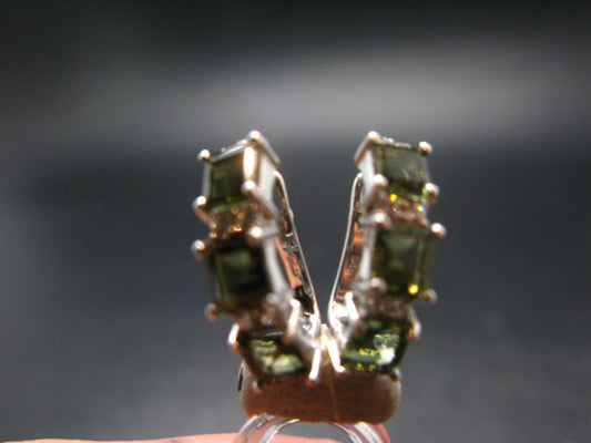 Moldavite Tektite Silver Earrings from Czech Republic - 4.81 Grams