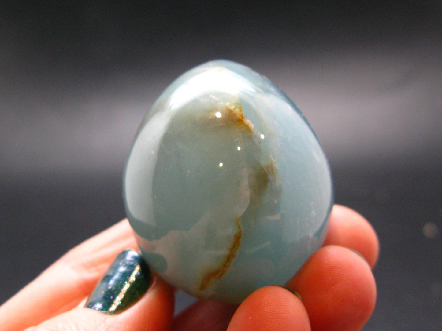 Lemurian Aquatine Blue Calcite Egg From Argentina - 1.5" - 58.56 Grams