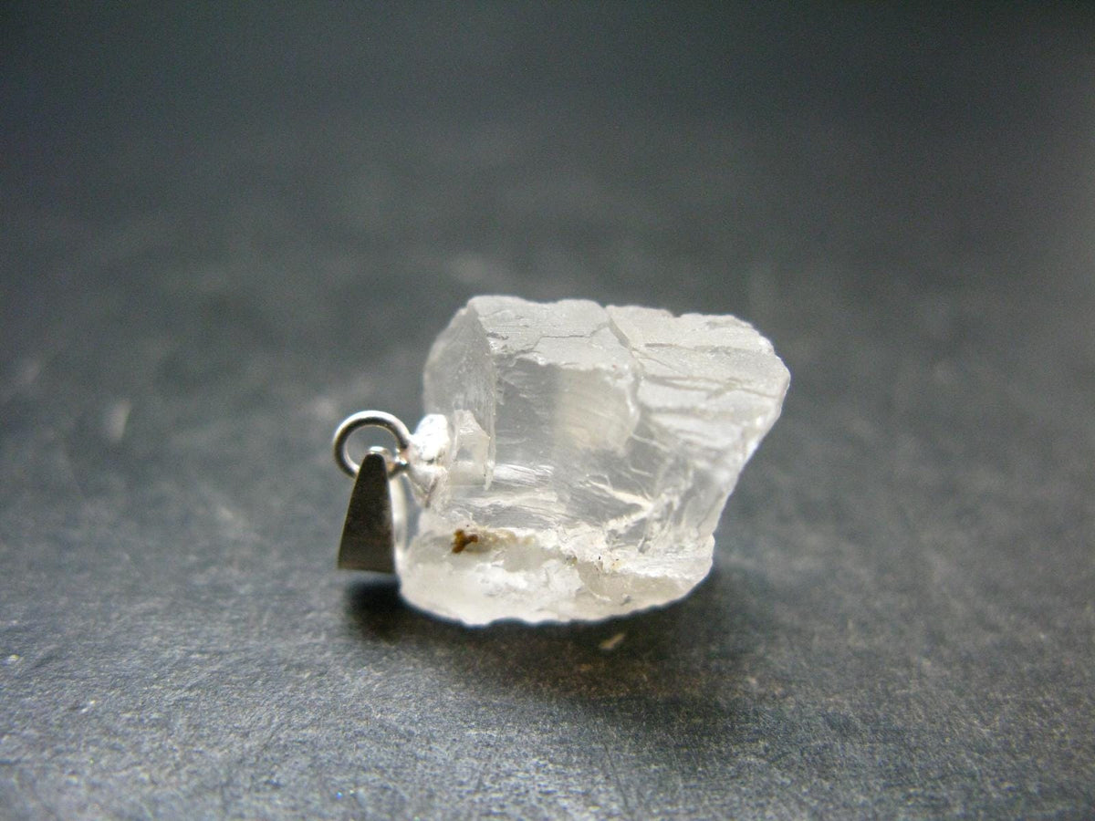 Clear Petalite Crystal Silver Pendant from Brazil - 0.8" - 2.0 Grams