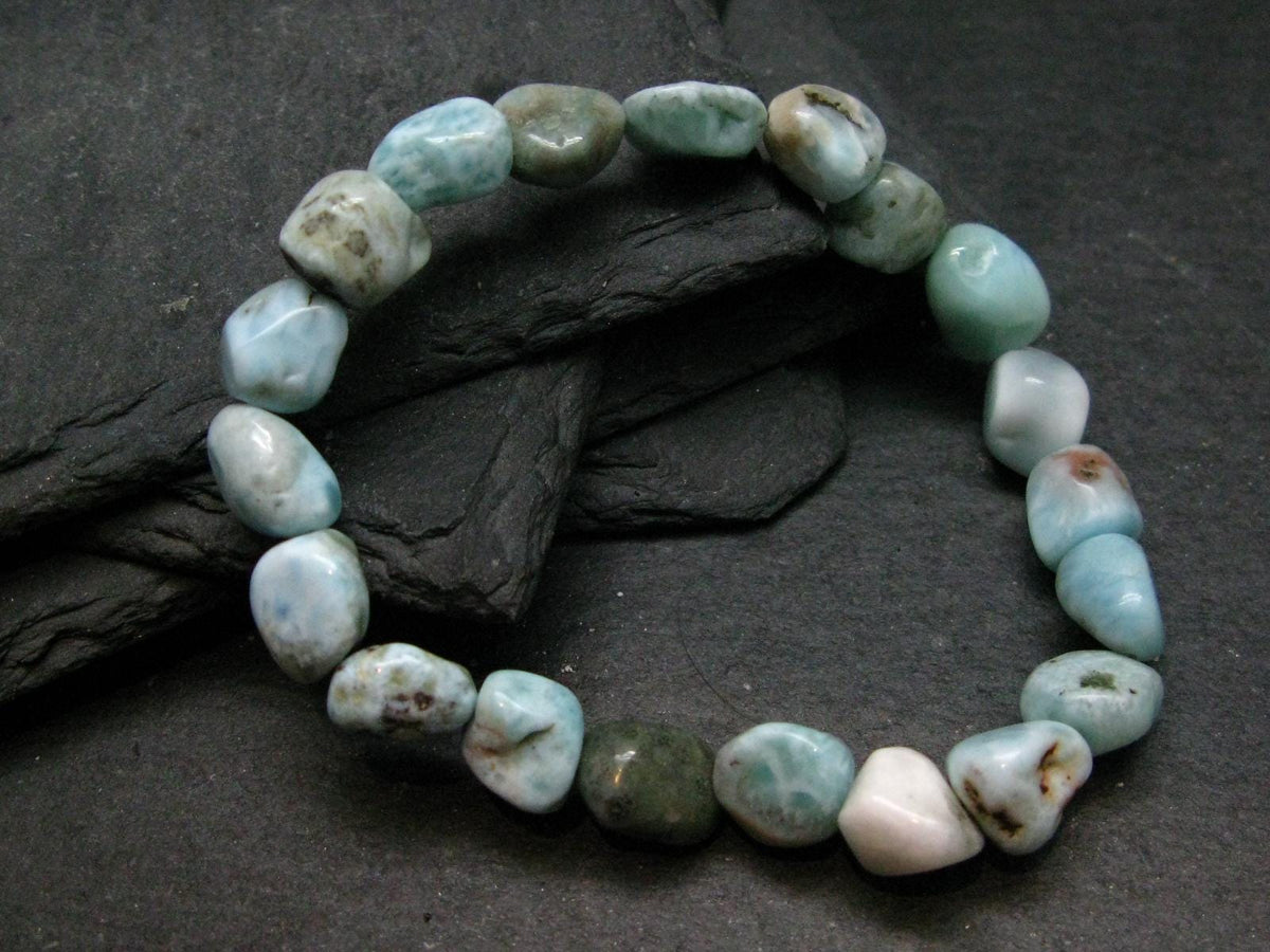 Larimar Genuine Bracelet ~ 7 Inches ~ 10mm Tumbled Beads