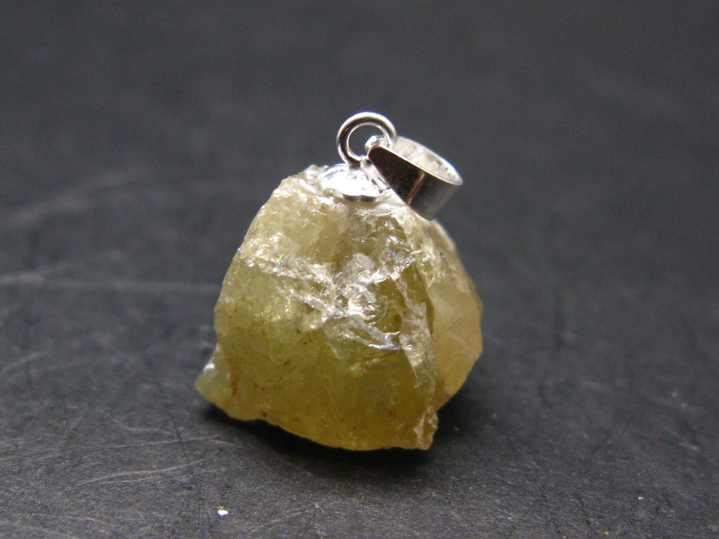 Rare Titanite Sphene Crystal Silver Pendant From Tanzania - 0.7" - 3.66 Grams