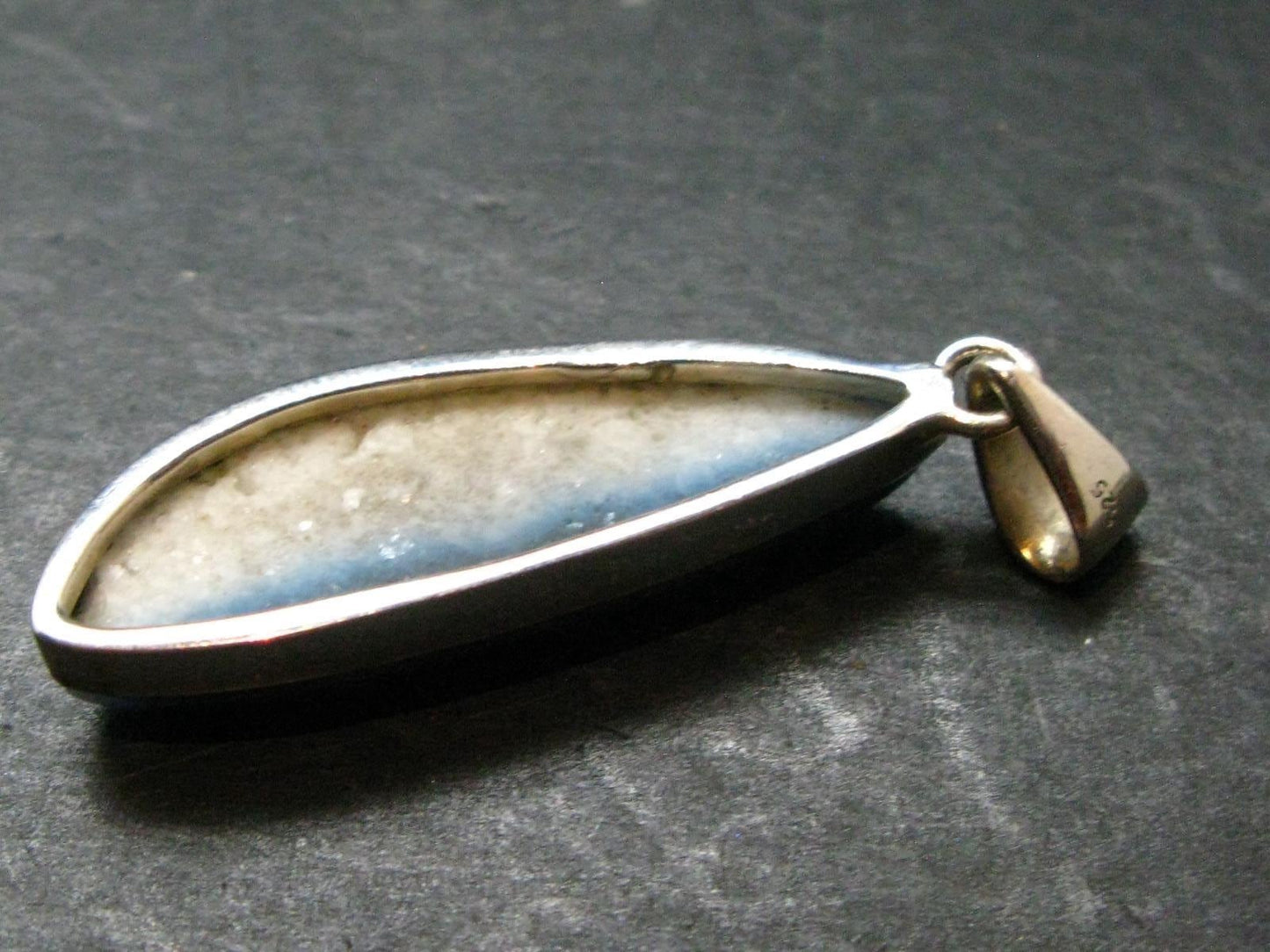 Blue Ice Glacierite Silver Pendant from Indonesia - 1.9" - 7.0 Grams