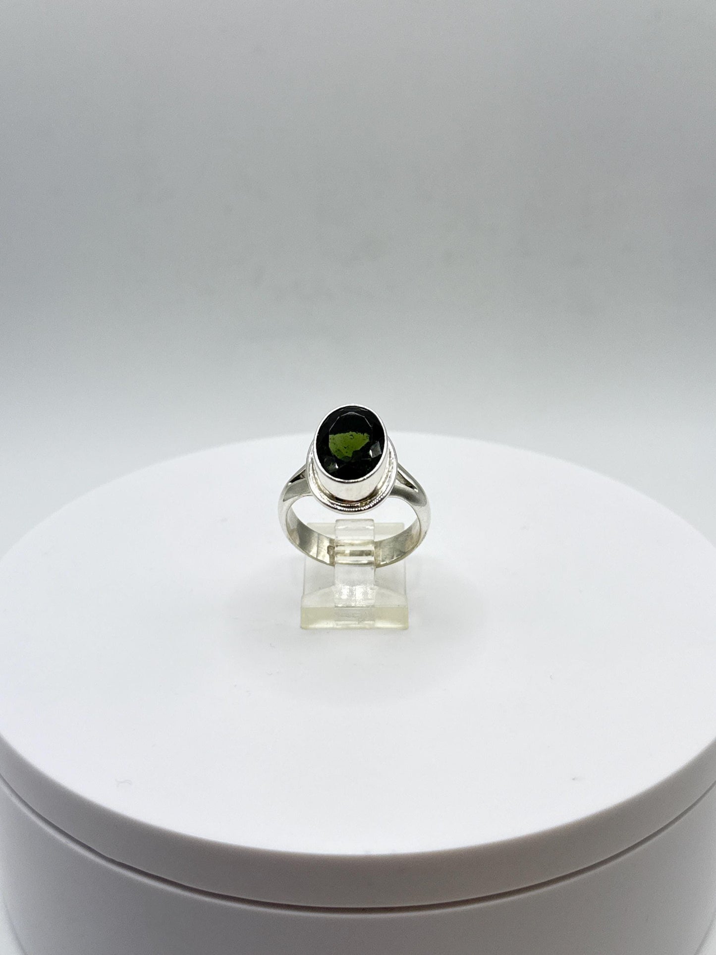 Natural Moldavite Ring | Genuine Green Tektite from Czech Republic | Transformation Crystal Jewelry - Size 10