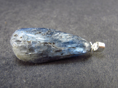 Blue Kyanite (Paraiba) Crystal Silver Pendant From Tanzania - 1.3" - 6.10 Grams