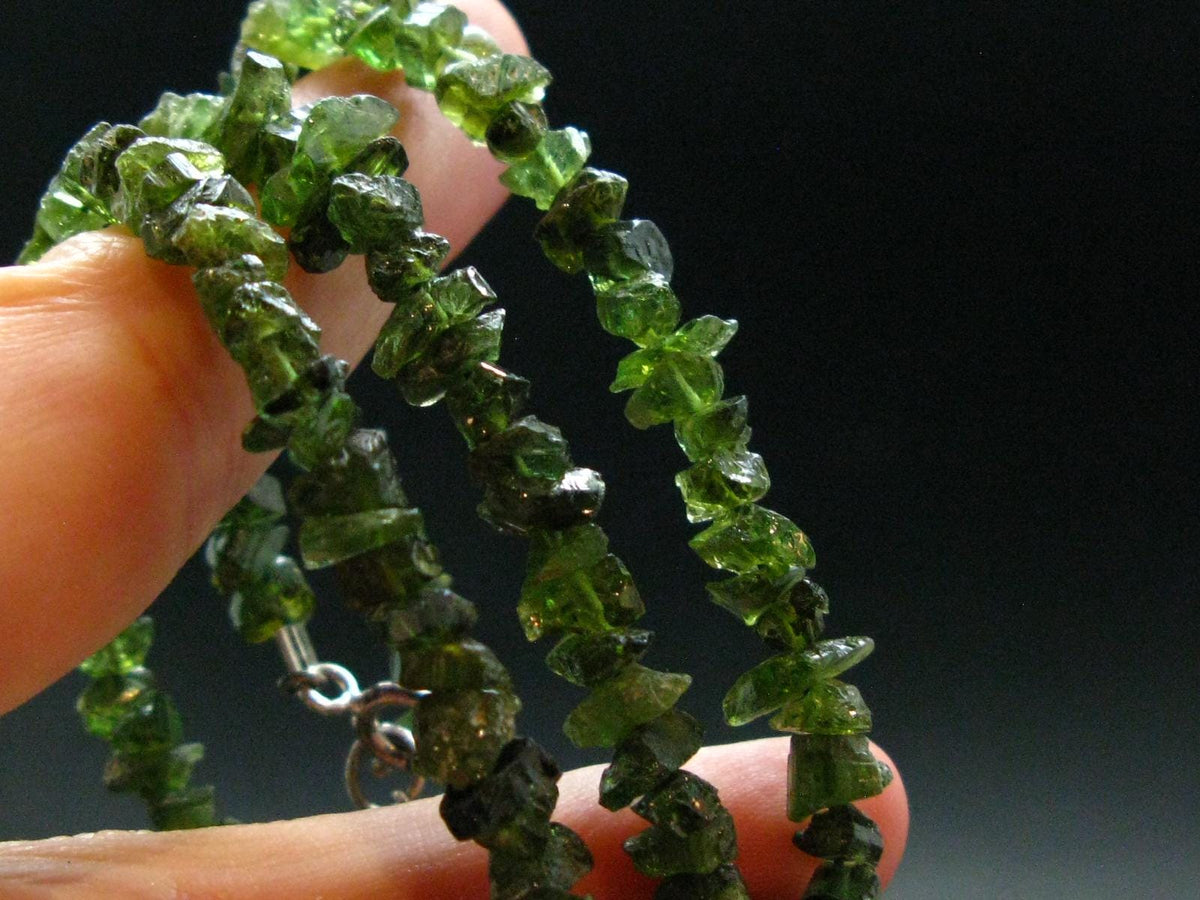 Lightweight Tumbled Green Tourmaline Beads Necklace from Brazil - 19" - 19.70 Grams