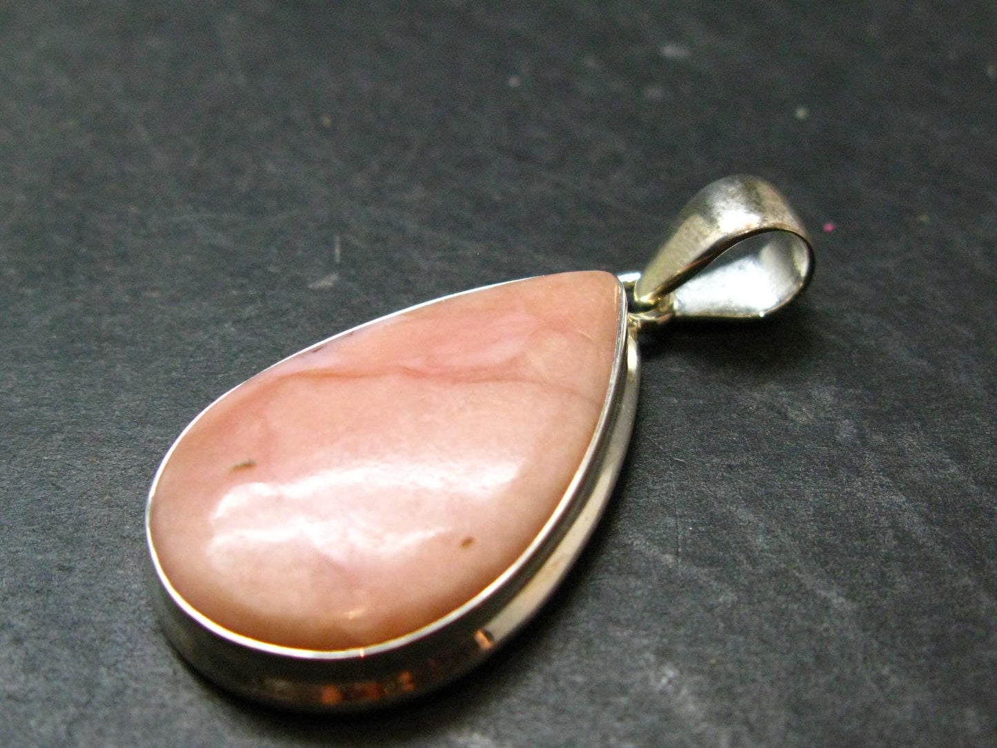 Pink Opal Sterling Silver Pendant From Peru - 1.6"