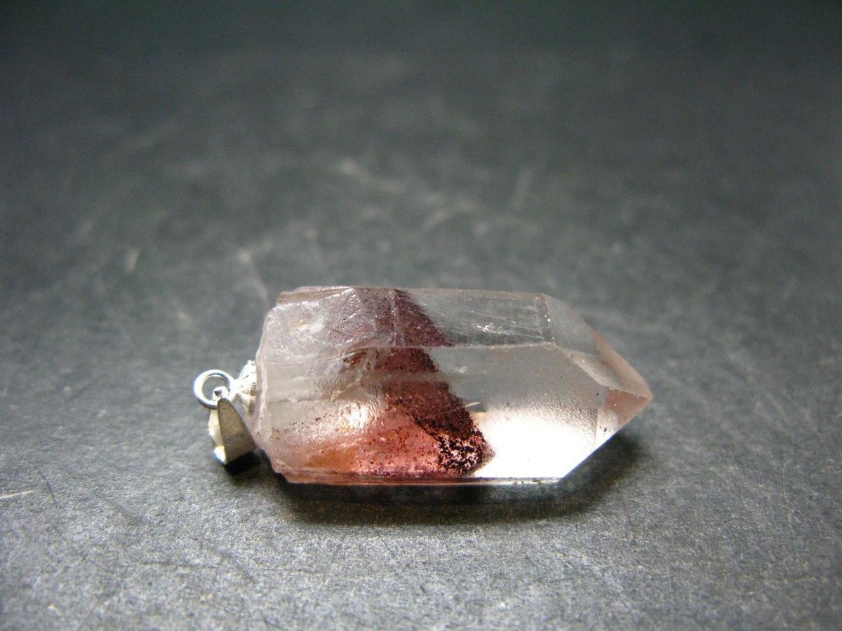 Phantom Hematite in Quartz Crystal Pendant From India - 1.4" - 6.14 Grams
