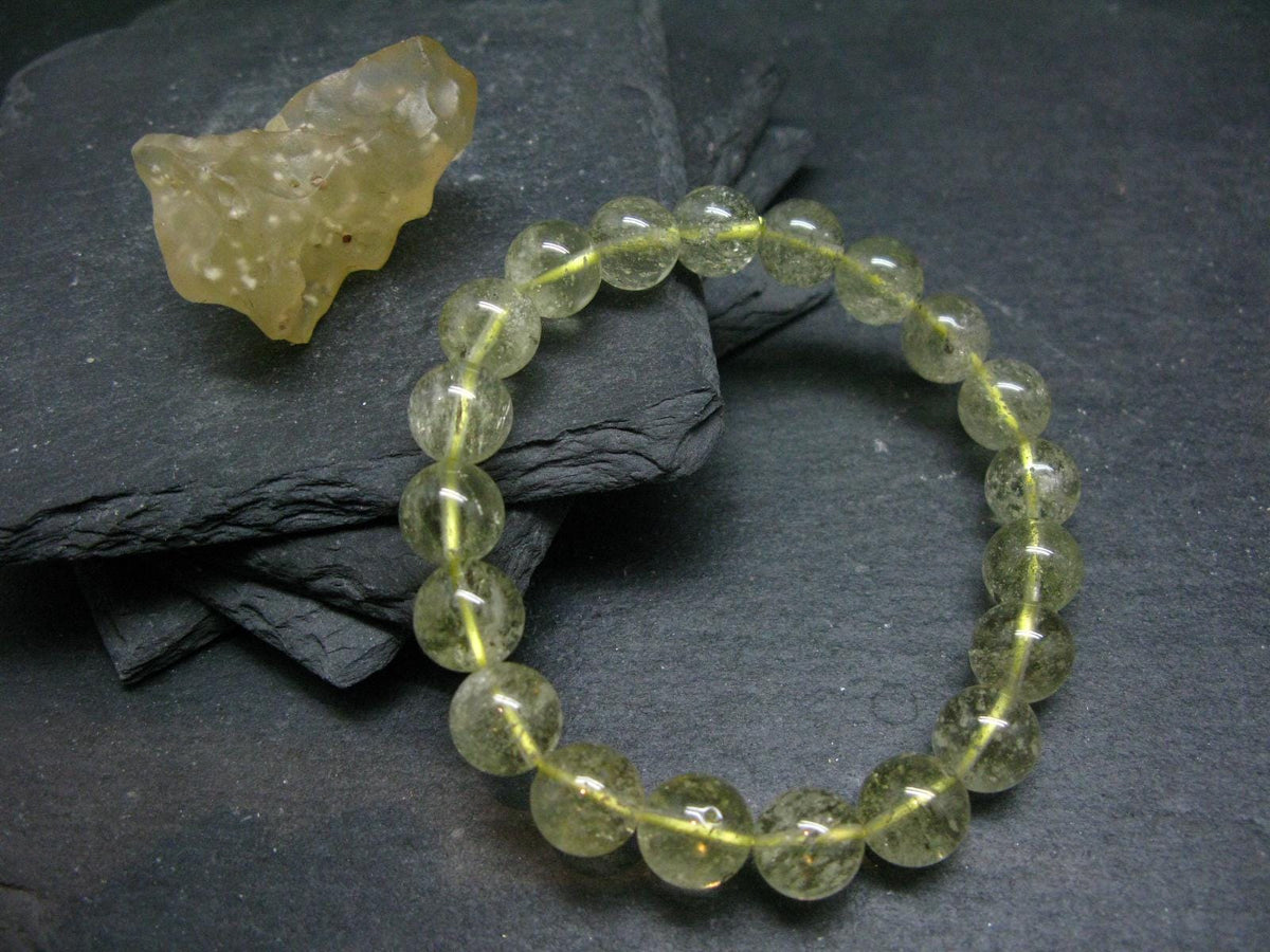 Libyan Tektite Glass Genuine Bracelet ~ 7 Inches ~ 10mm Round Beads