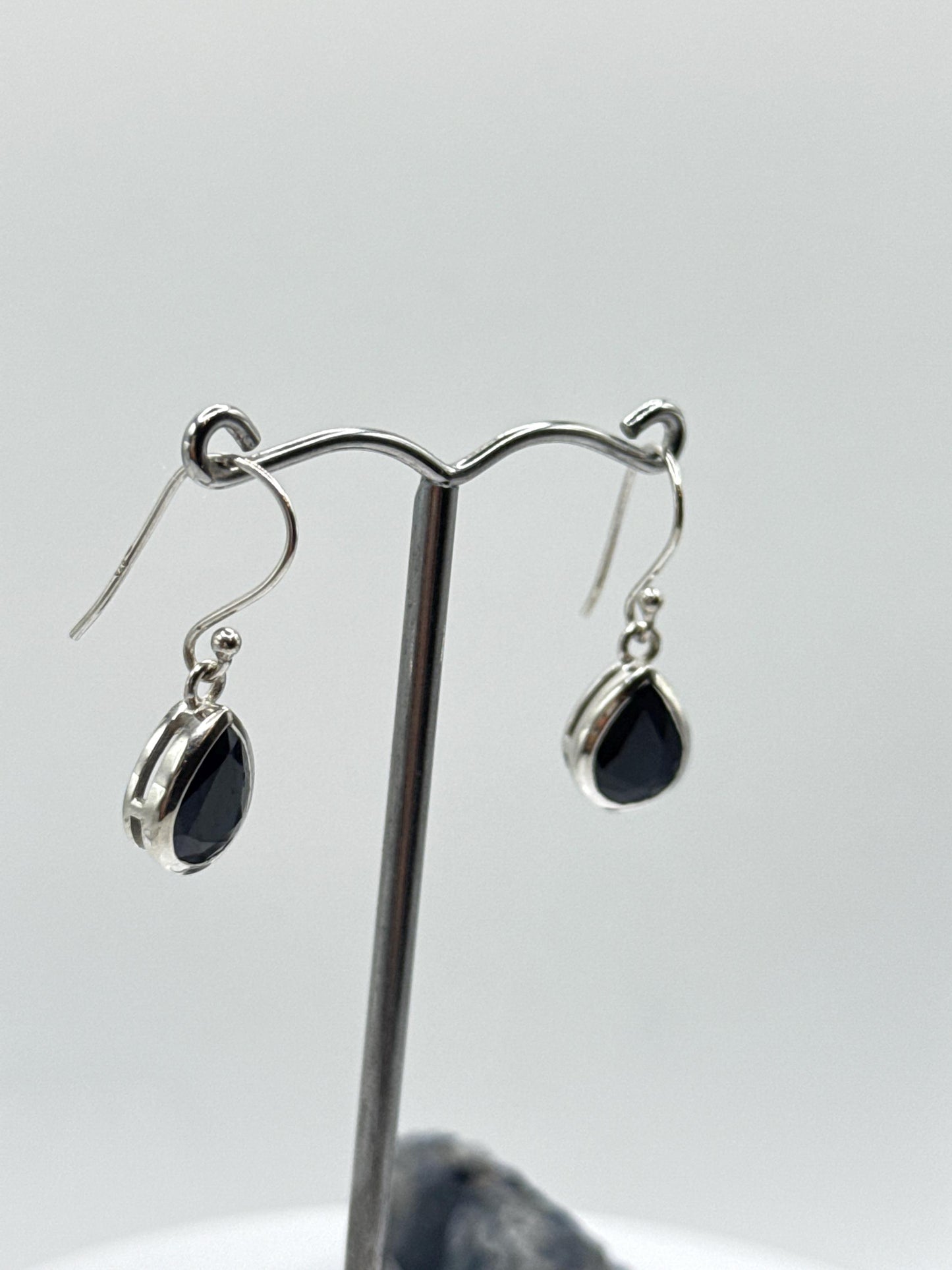 Teardrop Sapphire Sterling Silver Earrings | September Birthstone