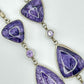 Charoite & Amethyst Drop Necklace – Sterling Silver - 52.57 Grams