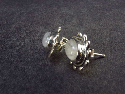 Moonstone Stud Earrings In Sterling Silver From India - 2.75 Grams