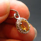 Yellow Citrine Gem Facetted Sterling Silver Pendant From Brazil With CZ - 0.7" - 1.20 Grams