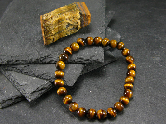 Tiger Eye Genuine Bracelet ~ 7 Inches ~ 6mm Round Beads