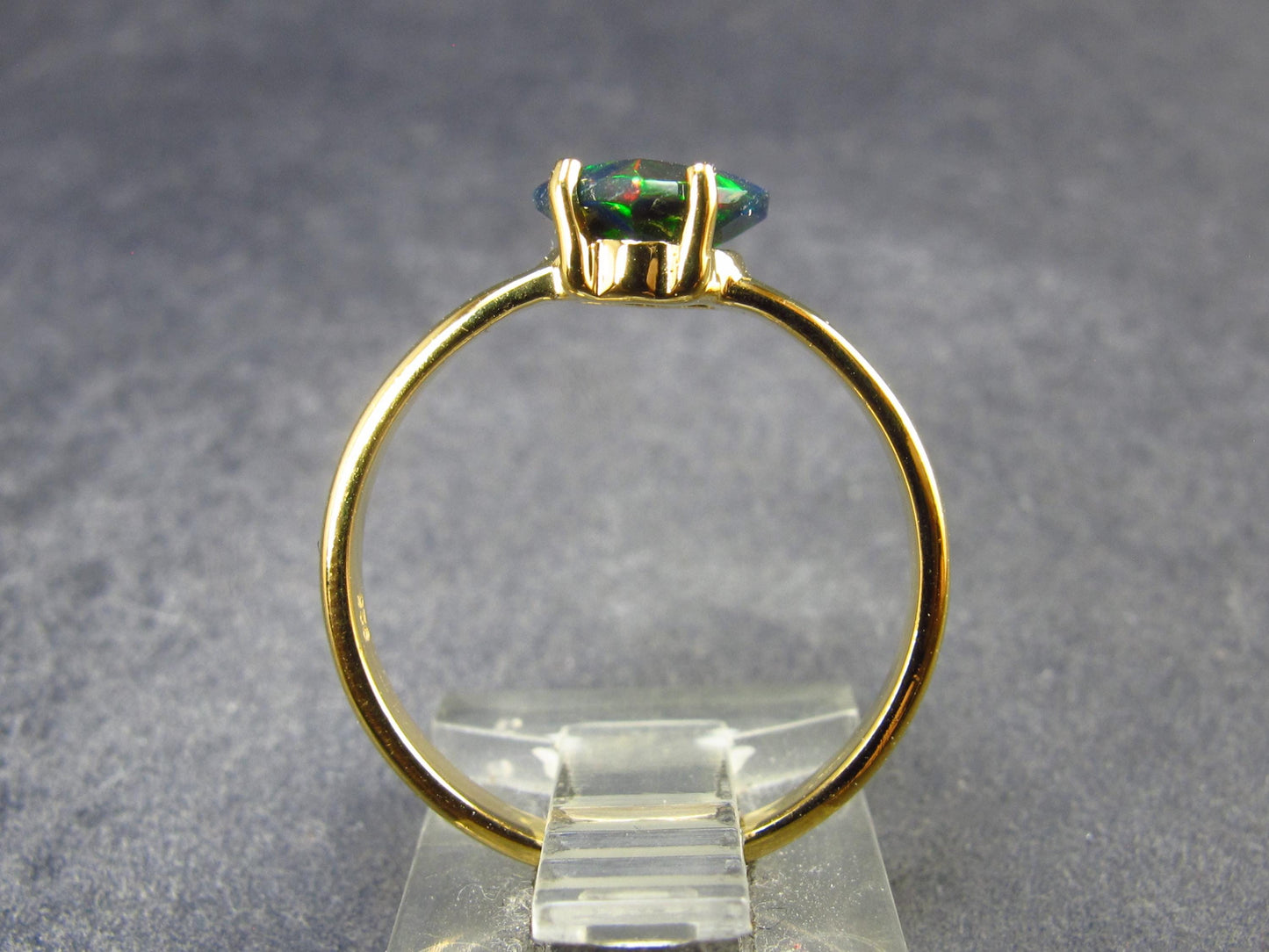 Rare Black Opal Gold Plated Silver Ring from Australia - Size 7.75 - 1.89 Grams
