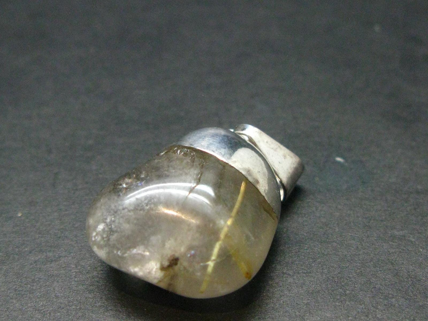 Rutilated Quartz Silver Pendant From Brazil - 1.0"