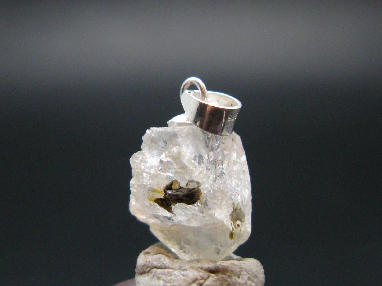 Phenakite Phenacite Crystal Silver Pendant from Russia - 0.7" - 1.30 Grams