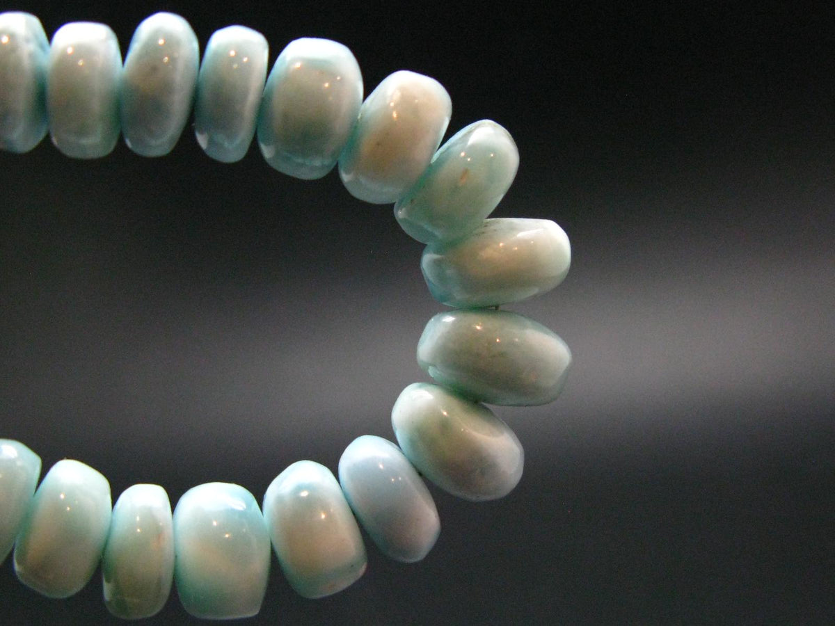 Larimar Necklace Rondelle Beads From Dominican Republic - 17" - 40.37 Grams