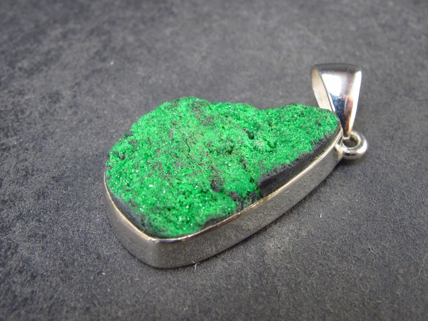 Uvarovite (Green Chromium Garnet) Cluster Silver Pendant from Russia - 1.6" - 6.90 Grams
