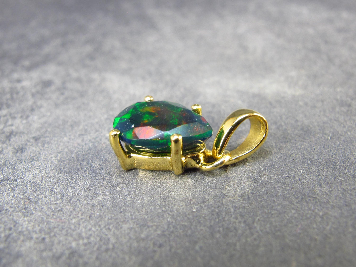 Rare Black Opal Gold Plated Silver Pendant from Australia 0.7" - 1.23 Grams