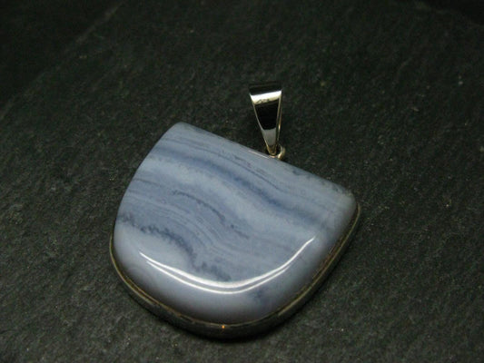 Gem of Ecology!! Large Soft Blue Lace Agate 925 Silver Pendant from Namibia - 1.5" - 13.8 Grams