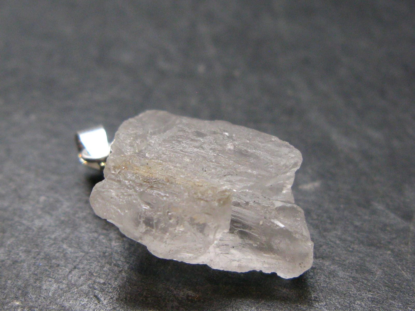 Clear Petalite Crystal Silver Pendant from Brazil - 0.9" - 2.34 Grams
