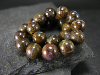 Boulder Opal Genuine Bracelet ~ 7 Inches ~ 8mm Round Beads