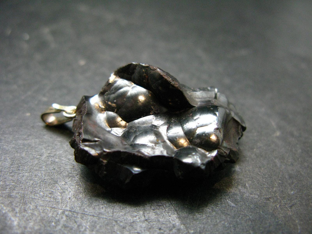 Bubble Hematite Silver Pendant from Morocco - 1.5" - 13.25 Grams