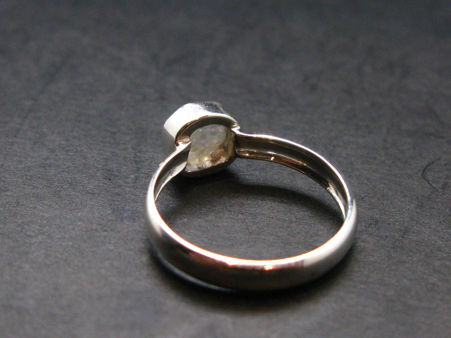 Gray Herderite Silver Ring from Africa - Size 7 - 1.81 Grams