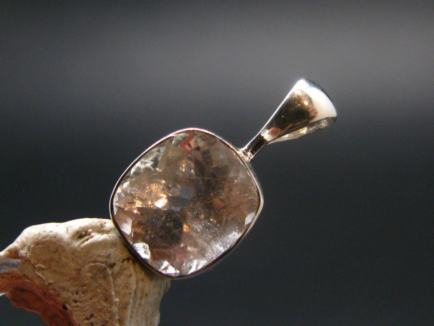 3.89 Carat Phenakite Phenacite Gem Sterling Silver Pendant from Russia - 0.6" - 1.76 Grams