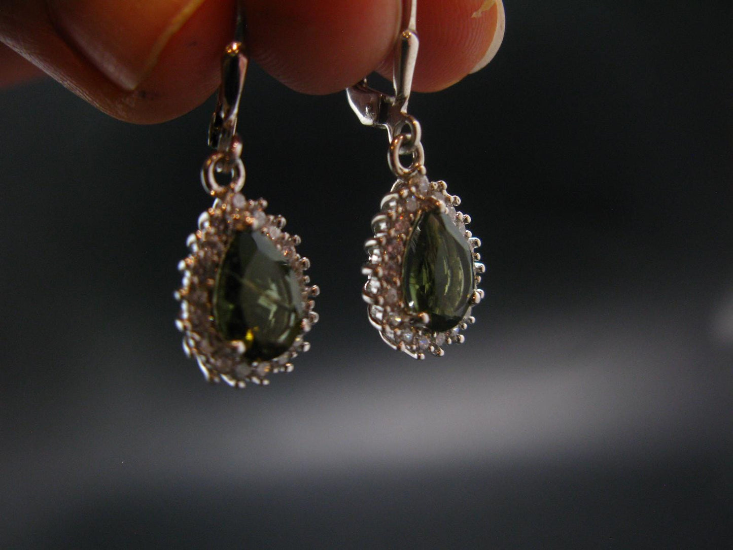 Moldavite Tektite Silver Earrings from Czech Republic - 4.0 Grams