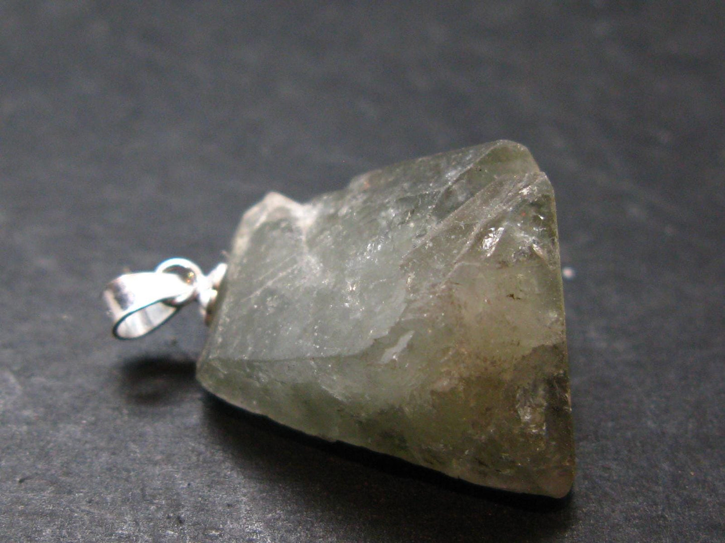 Green Herderite Silver Pendant From Pakistan - 1.2" - 7.60 Grams