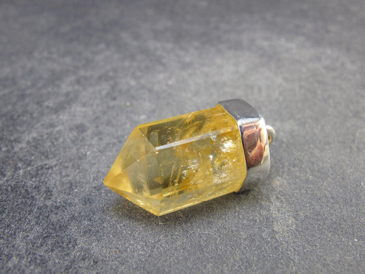 Yellow Citrine Sterling Silver Pendant from Brazil - 1.2" - 5.87 Grams