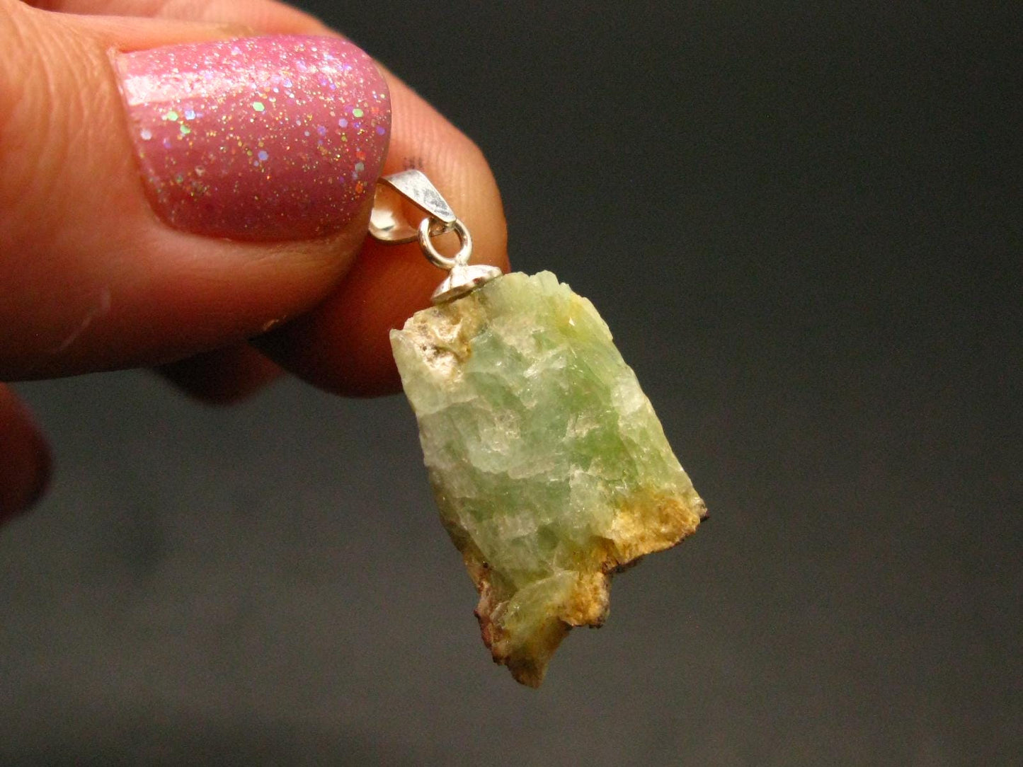 Very Rare Phosphophyllite Silver Pendant From Bolivia - 1.0" - 1.77 Grams