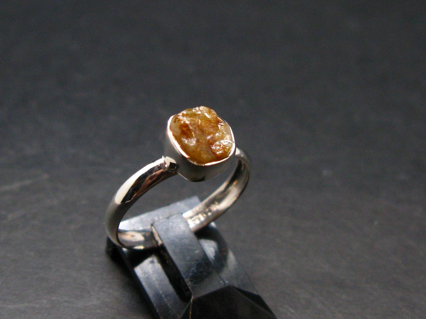Green Herderite Silver Ring From Brazil - 2.0 Grams - Size 8