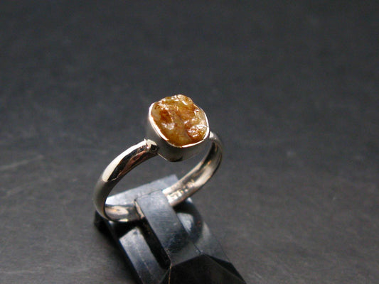 Green Herderite Silver Ring From Brazil - 2.0 Grams - Size 8