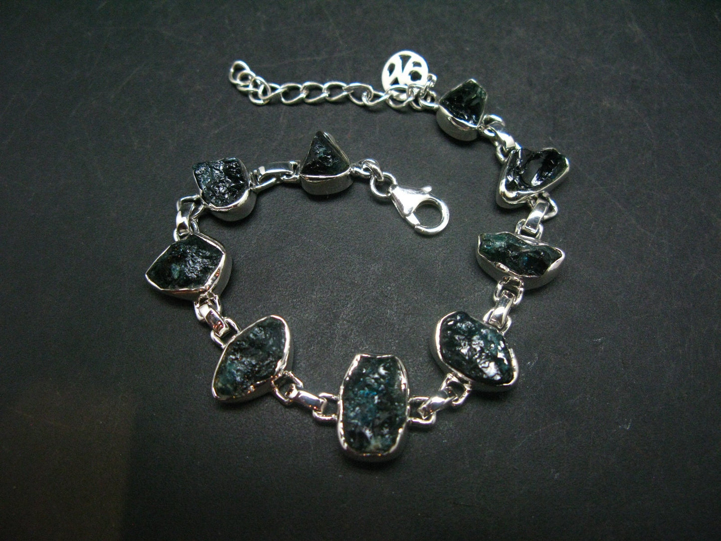 Lazulite Silver Bracelet From Pakistan - 7" - 14.8 Grams