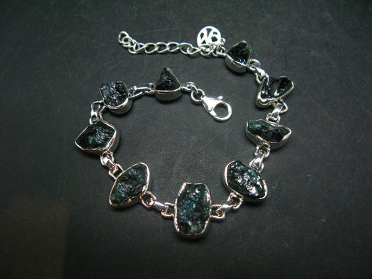 Lazulite Silver Bracelet From Pakistan - 7" - 14.8 Grams