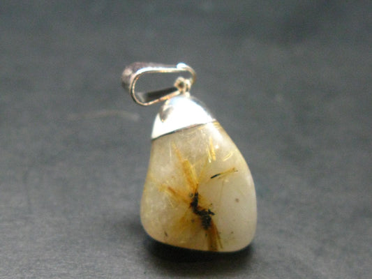 Rutilated Quartz Silver Pendant From Brazil - 1.1"