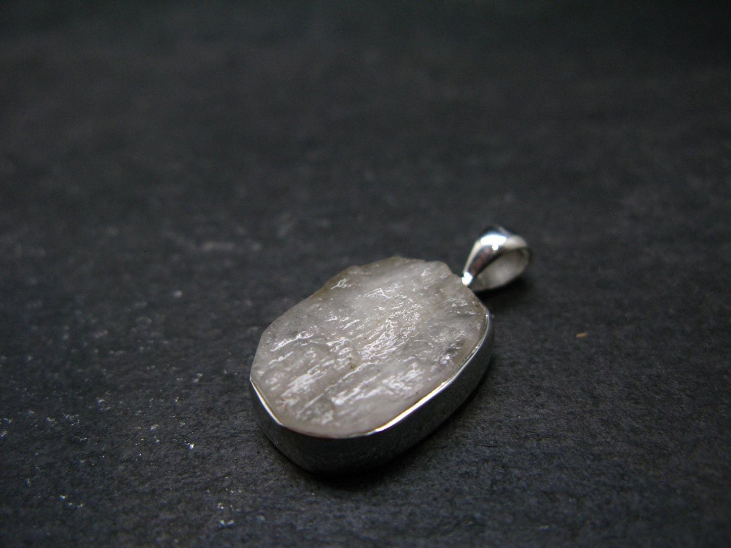 Raw Rare Natrolite Crystal Silver Pendant From Russia - 1.1" - 3.06 Grams