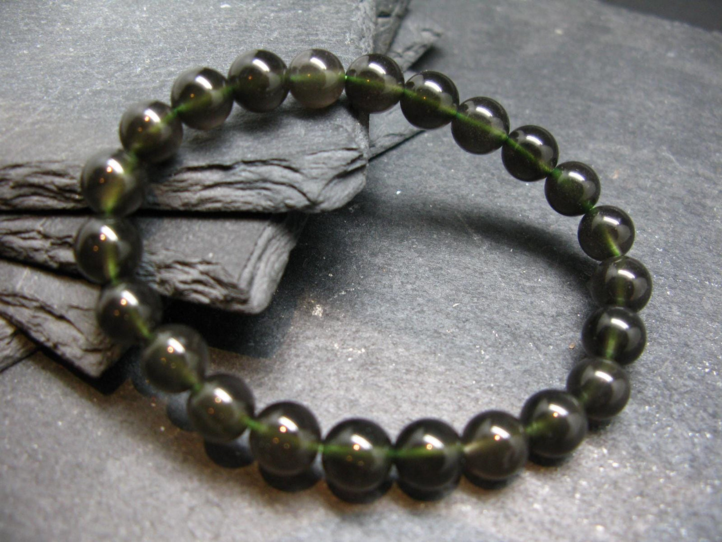 Agni Manitite Cintamani Stone Tektite Genuine Bracelet ~ 7 Inches ~ 8mm Round Beads