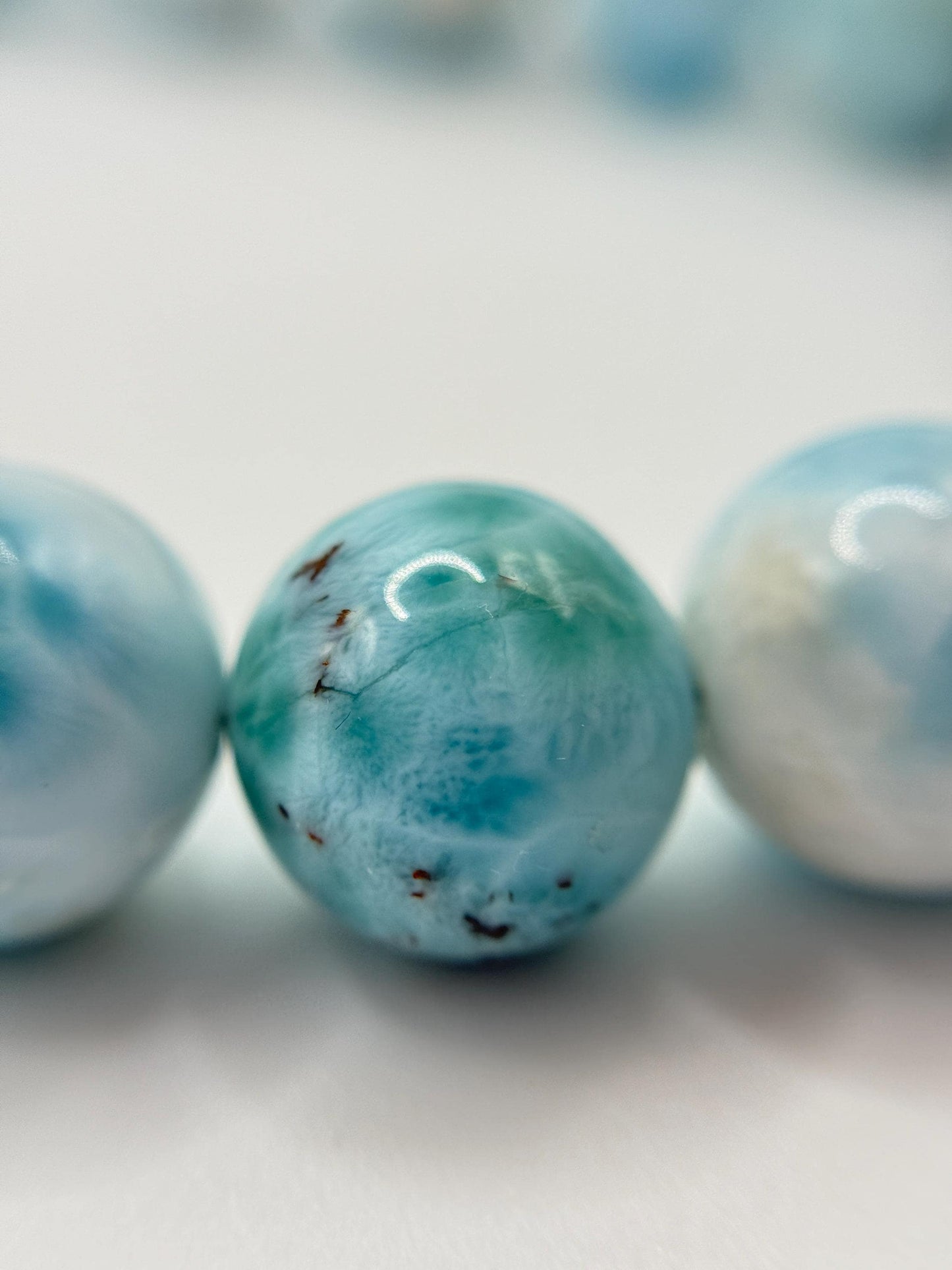 Larimar Beaded Necklace Blue Gemstone Jewelry Ocean Stone Necklace Gift