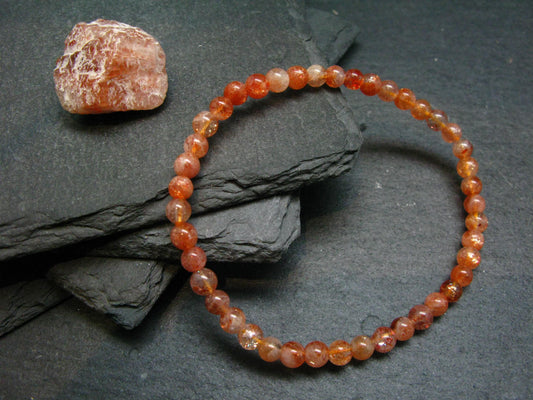 Sunstone Genuine Bracelet ~ 7 Inches ~ 5mm Round Beads
