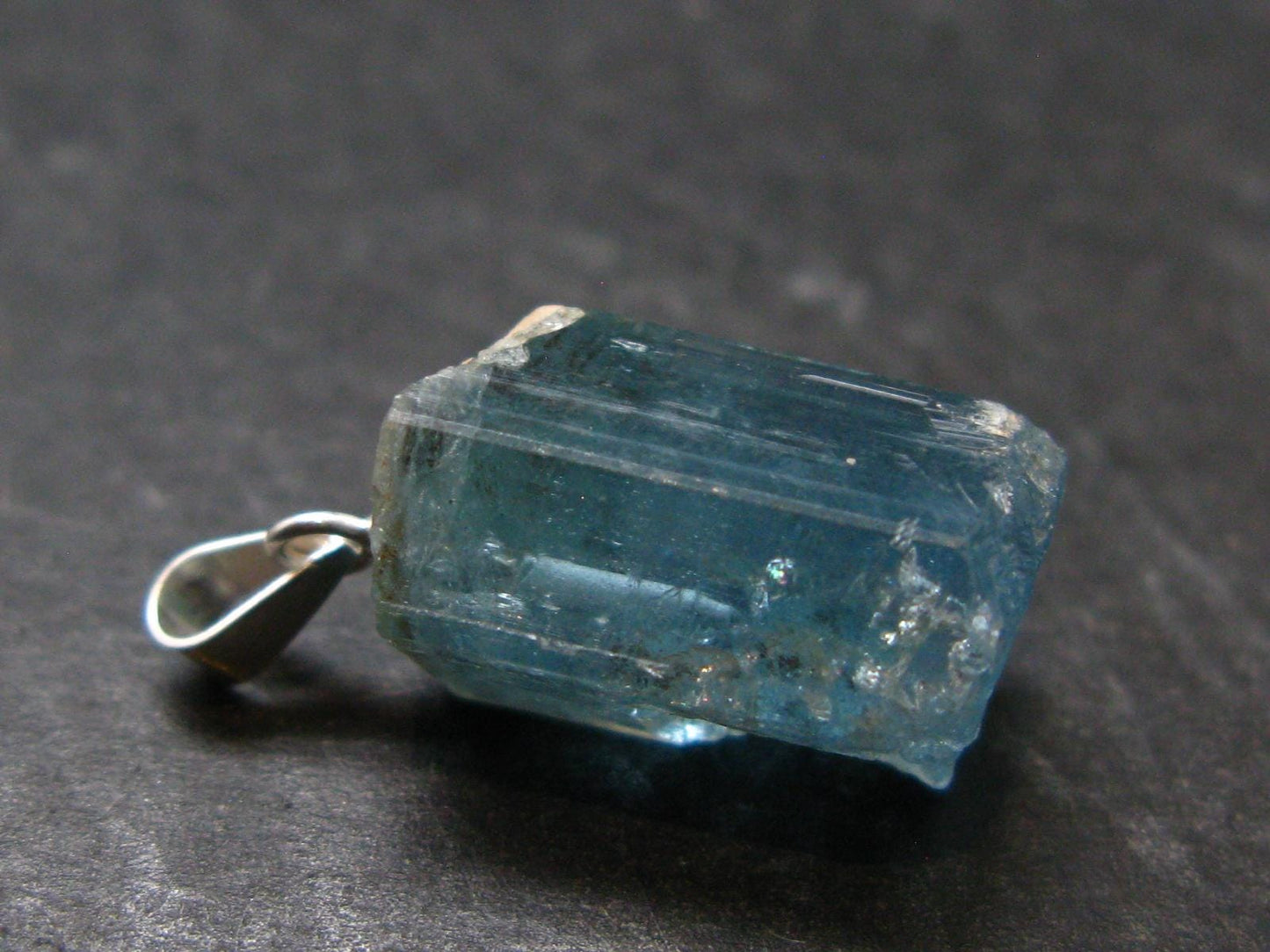 Aquamarine Crystal Silver Pendant From Vietnam - 0.9" - 2.78 Grams