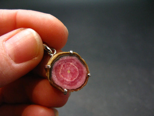 Rhodochrosite Sterling Silver Pendant From Alma Colorado - 0.9" - 3.20 Grams