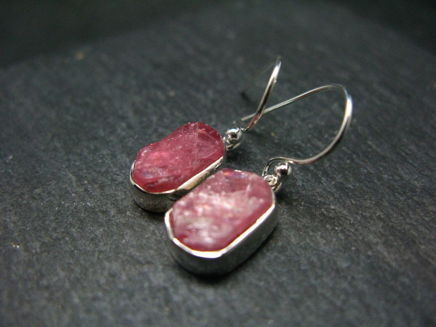 Rhodochrosite Silver Earrings From Alma Colorado - 1.1" - 3.72 Grams