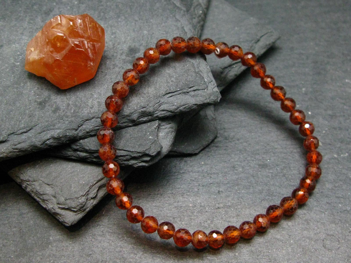 Garnet Hessonite Genuine Bracelet ~ 7 Inches ~ 5mm Facetted Beads