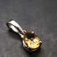 Yellow Citrine Gem Facetted Sterling Silver Pendant From Brazil With CZ - 0.7" - 1.03 Grams