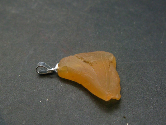 Raw Fire Opal Sterling Silver Pendant From Mexico - 1.1" - 2.21 Grams