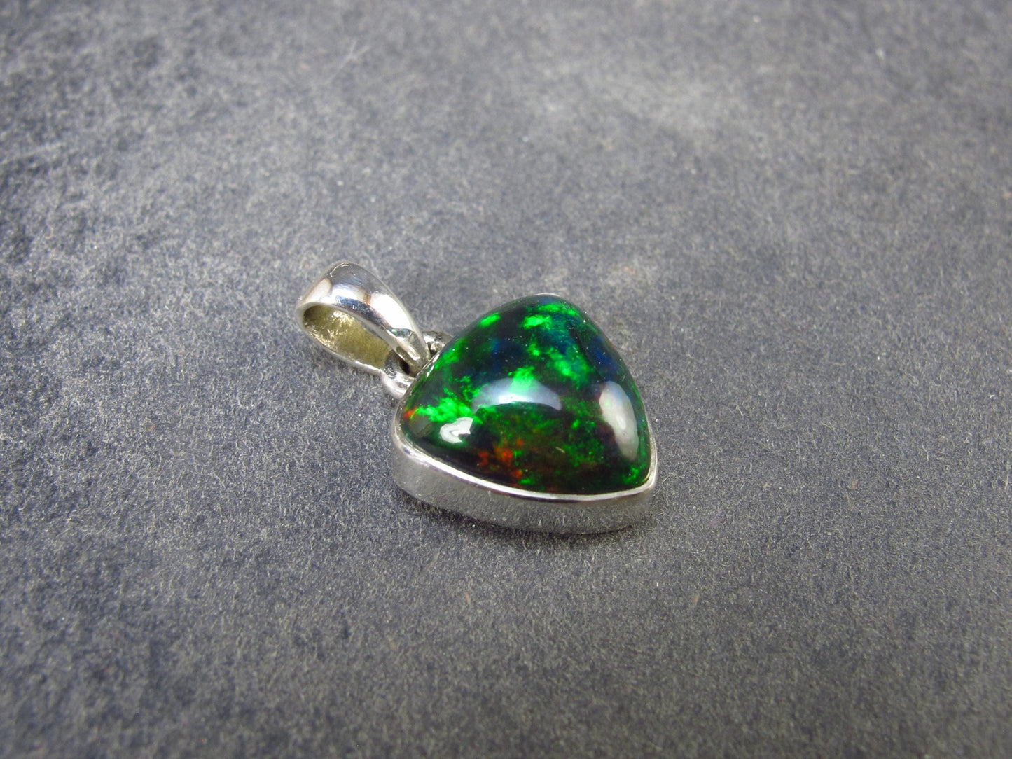 Rare Black Opal Sterling Silver Pendant from Australia - 0.7" - 1.61 Grams