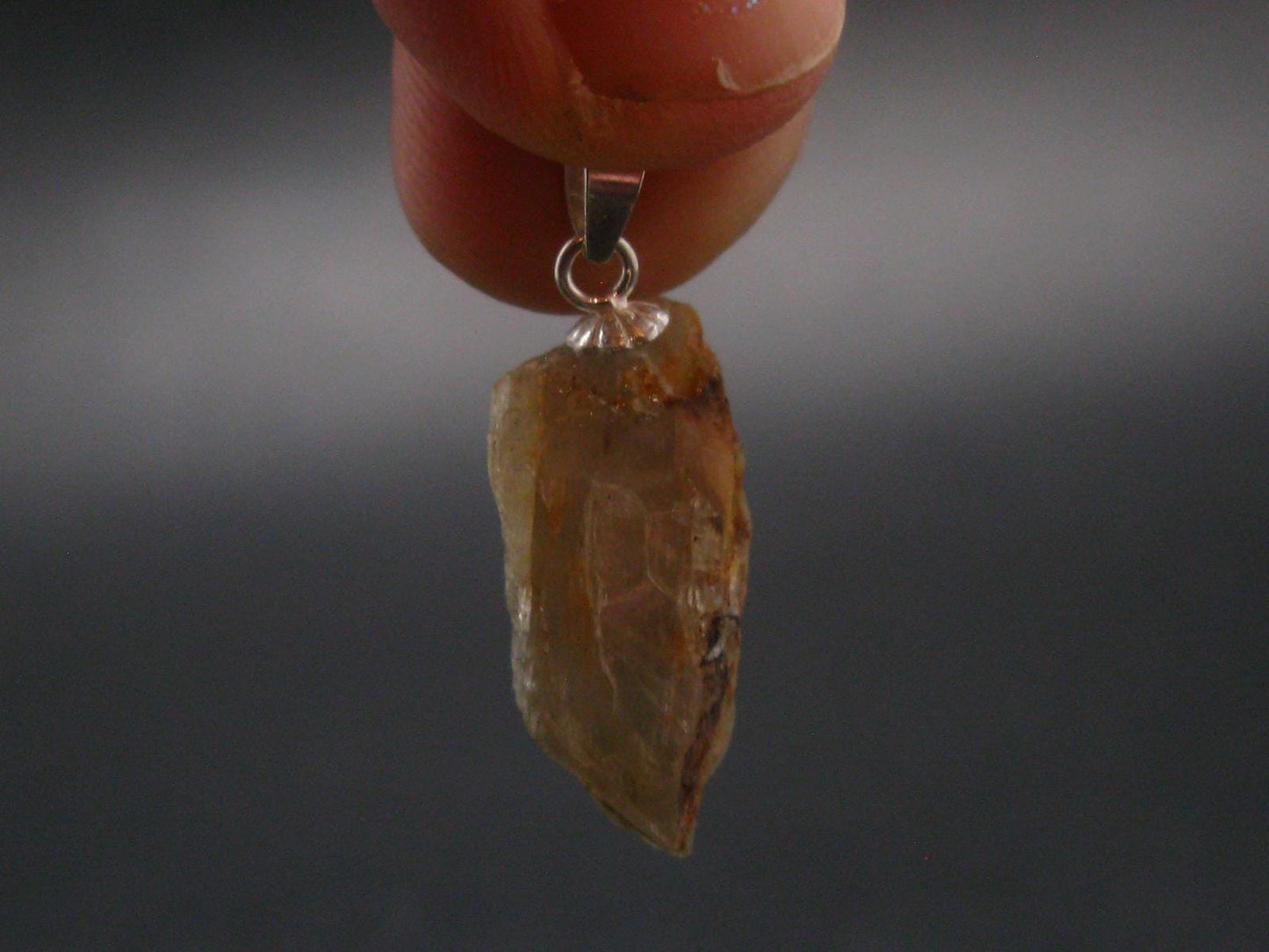 Gem Color Change See-Thru Straw Terminated Crystal Diaspore Crystal Silver Pendant From Turkey - 0.9" - 2.13 Grams
